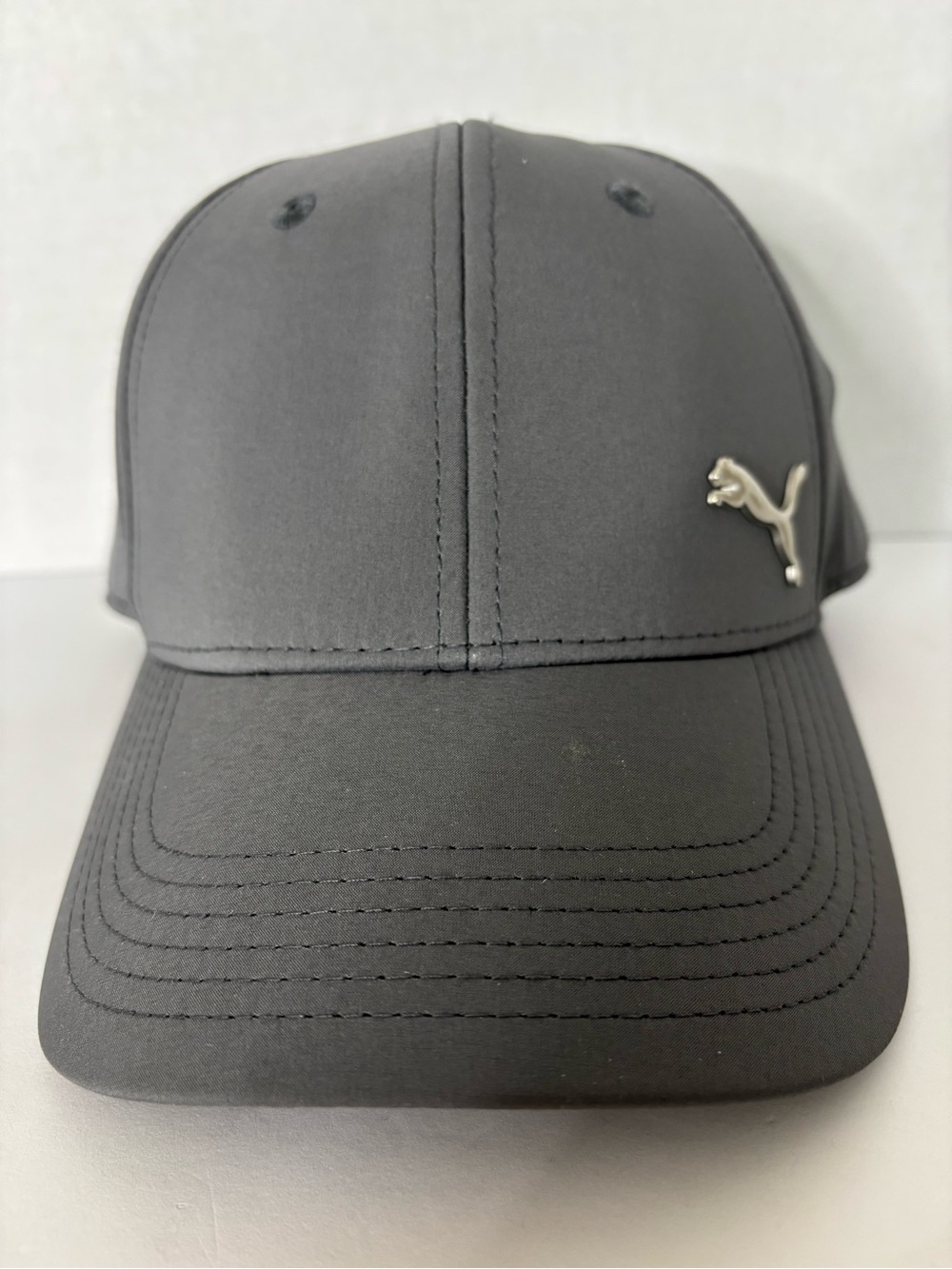 Puma Men's Black Hat with Silver Puma Logo